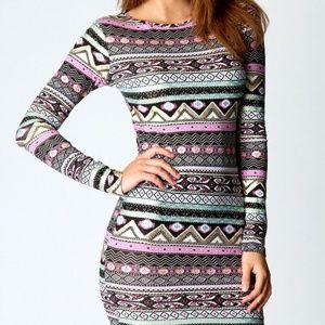 Boohoo Multi Colored Geo Foiled bodycon dress